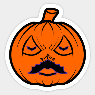 "Crazy pumpkin with a bat-shaped mustache" Sticker